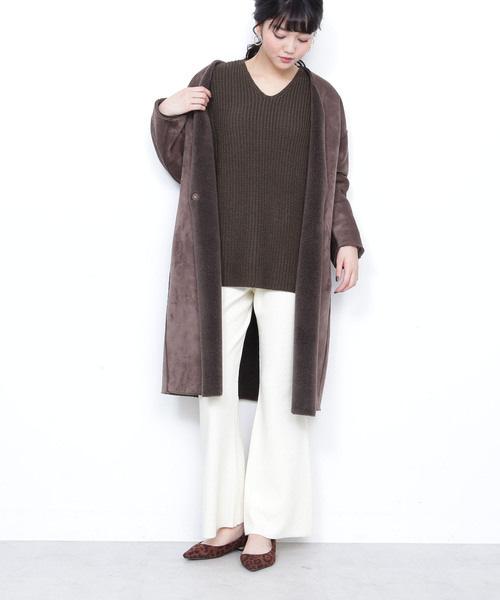 N.(N. Natural Beauty Basic)(エヌエヌナチュラルビューティーベーシック)の「アゼゆったりニット(ニット/セーター・レディース・ブラック/ベージュ/ブルー/カーキ・MEDIUM)」の6枚目の写真