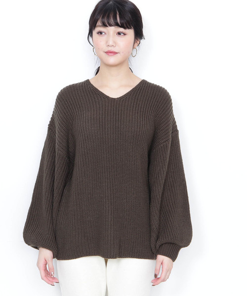 N.(N. Natural Beauty Basic)(エヌエヌナチュラルビューティーベーシック)の「アゼゆったりニット(ニット/セーター・レディース・ブラック/ベージュ/ブルー/カーキ・MEDIUM)」の12枚目の写真