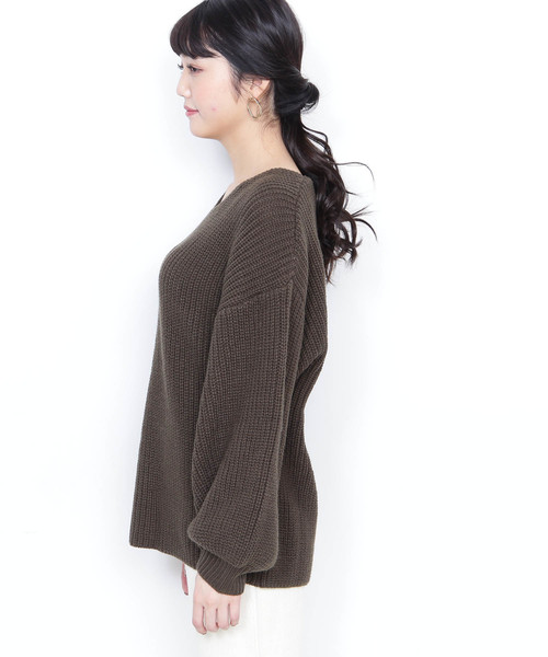 N.(N. Natural Beauty Basic)(エヌエヌナチュラルビューティーベーシック)の「アゼゆったりニット(ニット/セーター・レディース・ブラック/ベージュ/ブルー/カーキ・MEDIUM)」の14枚目の写真