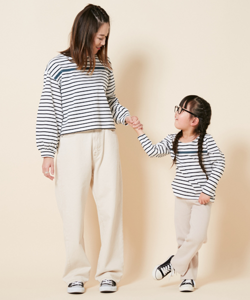 PairPair（ペアペア）の「配色ラインボーダーロンT(長袖)（Tシャツ/カットソー・キッズ・アイボリー・M(115-130)/S(100-115)）」の2枚目の写真