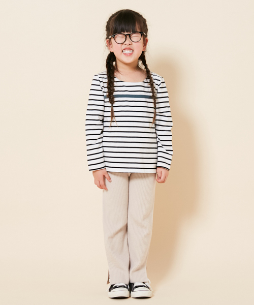 PairPair（ペアペア）の「配色ラインボーダーロンT(長袖)（Tシャツ/カットソー・キッズ・アイボリー・M(115-130)/S(100-115)）」の4枚目の写真