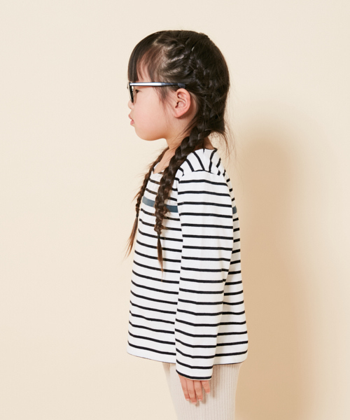 PairPair（ペアペア）の「配色ラインボーダーロンT(長袖)（Tシャツ/カットソー・キッズ・アイボリー・M(115-130)/S(100-115)）」の8枚目の写真