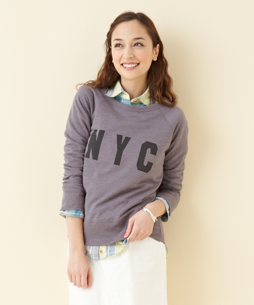 green label relaxing（グリーンレーベルリラクシング）の「GC USA ガーゼ ウラケ プリント POスウェット（スウェット・レディース・オフホワイト/グレー/ネイビー・フリー）」の2枚目の写真