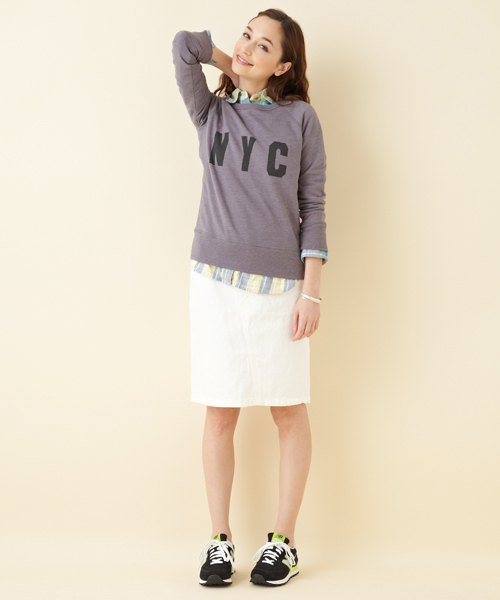 green label relaxing（グリーンレーベルリラクシング）の「GC USA ガーゼ ウラケ プリント POスウェット（スウェット・レディース・オフホワイト/グレー/ネイビー・フリー）」の12枚目の写真
