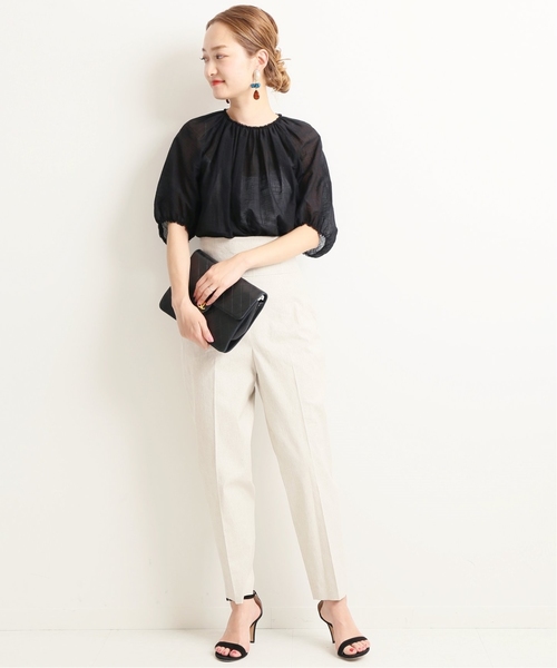 VERMEIL par iena(ヴェルメイユパーイエナ)の「麻混 バックリボンパンツ◆(その他パンツ・レディース・ベージュ/ネイビー/パープル・40/38)」の20枚目の写真