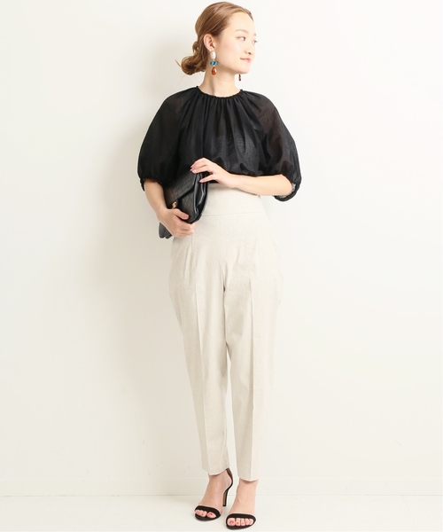 VERMEIL par iena(ヴェルメイユパーイエナ)の「麻混 バックリボンパンツ◆(その他パンツ・レディース・ベージュ/ネイビー/パープル・40/38)」の9枚目の写真