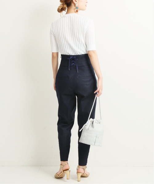 VERMEIL par iena(ヴェルメイユパーイエナ)の「麻混 バックリボンパンツ◆(その他パンツ・レディース・ベージュ/ネイビー/パープル・40/38)」の6枚目の写真