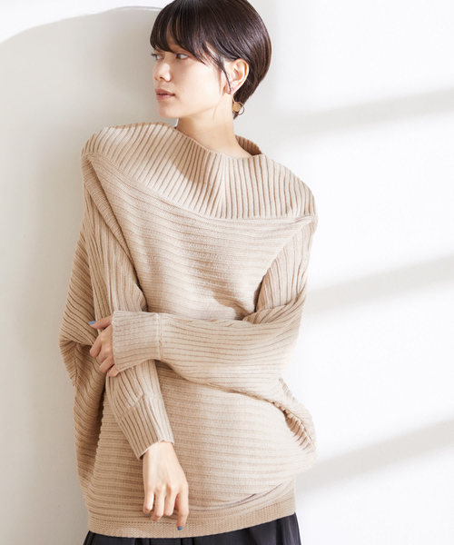 Chaco closet（チャコ クローゼット）の「リラクシングドルマンスリーブリブニットプルオーバー（ニット/セーター・レディース・ブラック/ベージュ/パープル/グレー/オフホワイト/ピンク・FREE）」の4枚目の写真