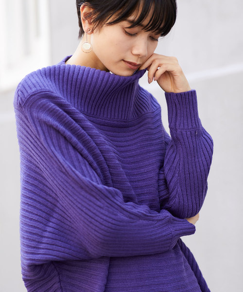 Chaco closet（チャコ クローゼット）の「リラクシングドルマンスリーブリブニットプルオーバー（ニット/セーター・レディース・ブラック/ベージュ/パープル/グレー/オフホワイト/ピンク・FREE）」の5枚目の写真