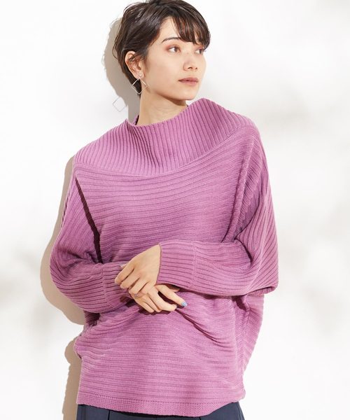Chaco closet（チャコ クローゼット）の「リラクシングドルマンスリーブリブニットプルオーバー（ニット/セーター・レディース・ブラック/ベージュ/パープル/グレー/オフホワイト/ピンク・FREE）」の6枚目の写真