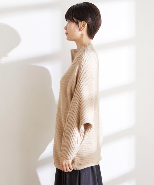 Chaco closet（チャコ クローゼット）の「リラクシングドルマンスリーブリブニットプルオーバー（ニット/セーター・レディース・ブラック/ベージュ/パープル/グレー/オフホワイト/ピンク・FREE）」の7枚目の写真