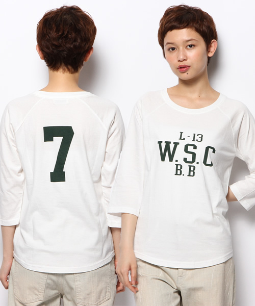 BEAMS BOY（ビームスボーイ）の「BEAMS BOY / カレッジプリント ラグラン7分袖 14SS**（Tシャツ/カットソー・レディース・ホワイト/ブルー・ONE SIZE）」の12枚目の写真