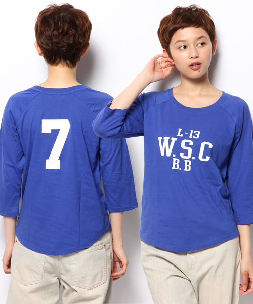 BEAMS BOY（ビームスボーイ）の「BEAMS BOY / カレッジプリント ラグラン7分袖 14SS**（Tシャツ/カットソー・レディース・ホワイト/ブルー・ONE SIZE）」の13枚目の写真