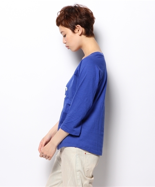 BEAMS BOY（ビームスボーイ）の「BEAMS BOY / カレッジプリント ラグラン7分袖 14SS**（Tシャツ/カットソー・レディース・ホワイト/ブルー・ONE SIZE）」の7枚目の写真