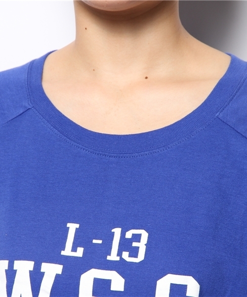 BEAMS BOY（ビームスボーイ）の「BEAMS BOY / カレッジプリント ラグラン7分袖 14SS**（Tシャツ/カットソー・レディース・ホワイト/ブルー・ONE SIZE）」の9枚目の写真