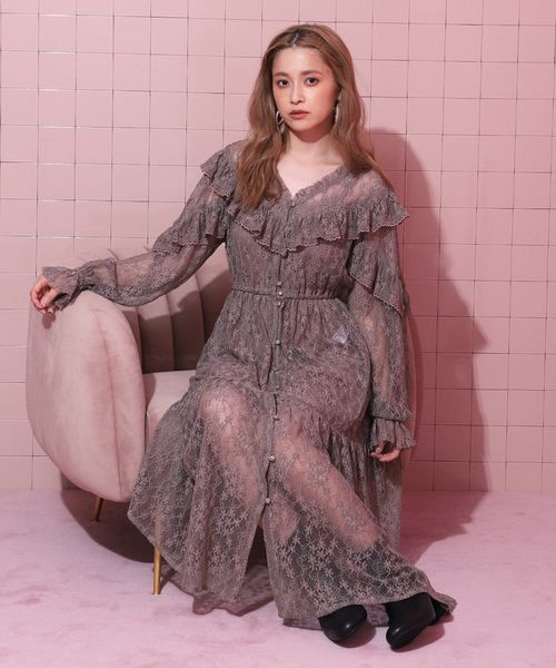 one after another NICE CLAUP(ワンアフターアナザーナイスクラップ)の「【Vacation trip】vintageレースガウンワンピース(ワンピース・レディース・アイボリー/モカ・FREE)」の8枚目の写真