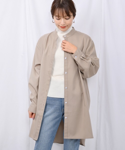 Ambre Neige（アンブルネージュ）の「バンドカラーシャツ【WEB/EC限定商品】（シャツ/ブラウス・レディース・ベージュ/オフホワイト/スモークピンク・FREE）」の3枚目の写真