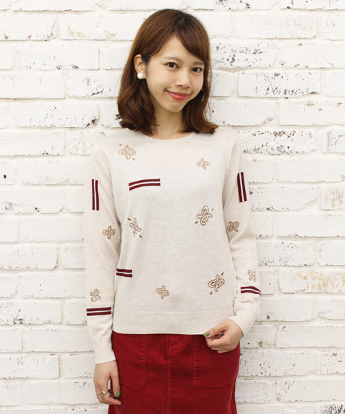 Kastane（カスタネ）の「【Kastane】インターシャプルオーバー（ニット/セーター・レディース・ベージュ/ネイビー・FREE）」の2枚目の写真