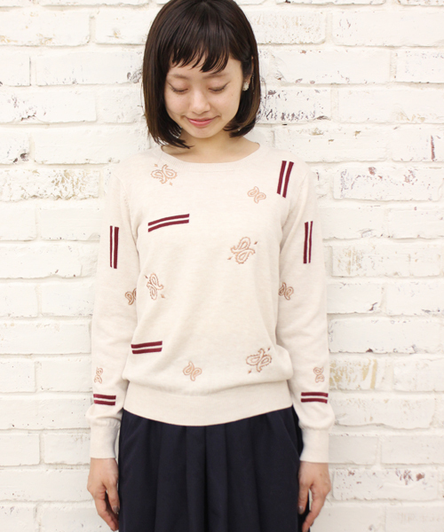 Kastane（カスタネ）の「【Kastane】インターシャプルオーバー（ニット/セーター・レディース・ベージュ/ネイビー・FREE）」の3枚目の写真