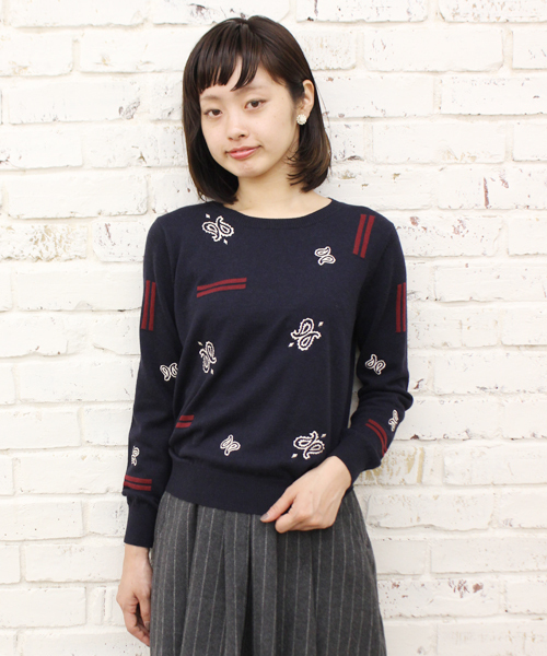 Kastane（カスタネ）の「【Kastane】インターシャプルオーバー（ニット/セーター・レディース・ベージュ/ネイビー・FREE）」の9枚目の写真