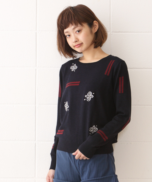 Kastane（カスタネ）の「【Kastane】インターシャプルオーバー（ニット/セーター・レディース・ベージュ/ネイビー・FREE）」の11枚目の写真