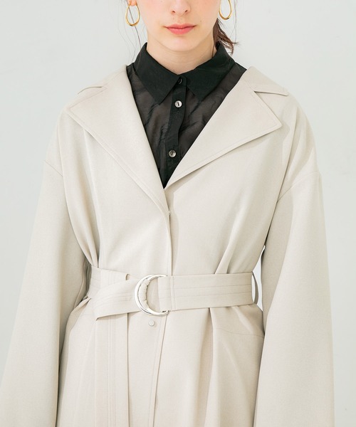 STUDIOUS（ステュディオス）の「【STUDIOUS】バックタックシングルコート（トレンチコート・レディース・ベージュ/ネイビー/ピンク・1/2）」の9枚目の写真