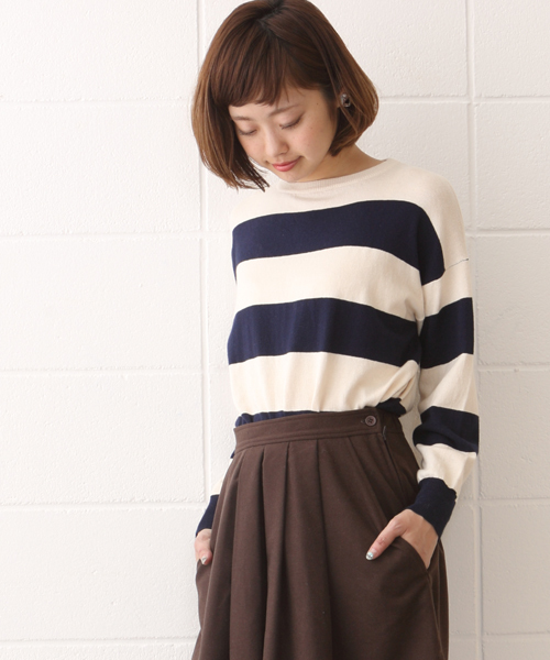 Kastane（カスタネ）の「【Kastane】ボーダープルオーバー（ニット/セーター・レディース・レッド/ネイビー/キャメル・FREE）」の2枚目の写真