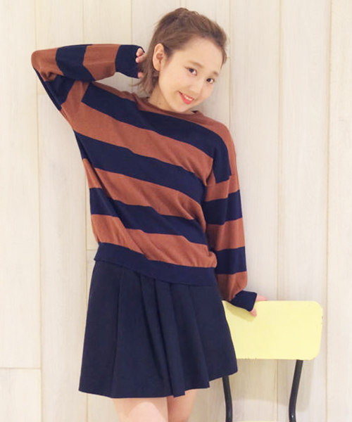 Kastane（カスタネ）の「【Kastane】ボーダープルオーバー（ニット/セーター・レディース・レッド/ネイビー/キャメル・FREE）」の3枚目の写真