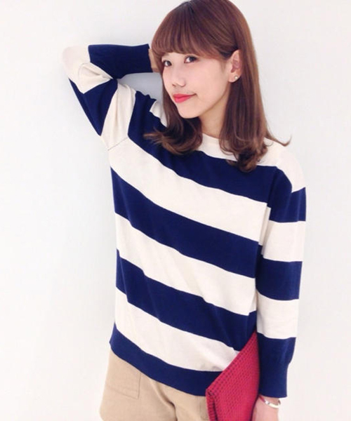 Kastane（カスタネ）の「【Kastane】ボーダープルオーバー（ニット/セーター・レディース・レッド/ネイビー/キャメル・FREE）」の10枚目の写真
