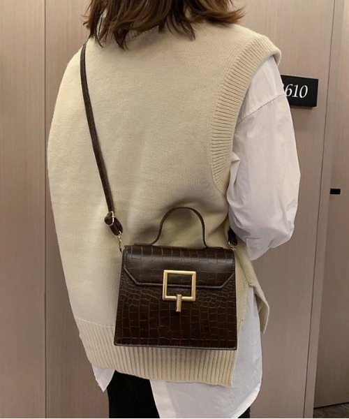 おしゃれスタ(オシャレスタ)の「クロコ型押しショルダーバッグ(ショルダーバッグ・レディース・ブラウン/ブラック/ブラウン系その他/キャメル/ブラック系その他/ワイン・FREE)」の15枚目の写真