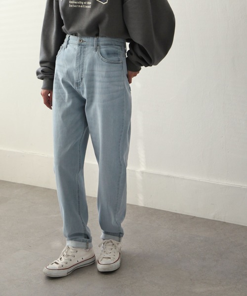 Chillfar(チルファー)の「ハイウエストストレッチ バルーン ツイル/デニムパンツ(デニムパンツ・レディース・ホワイト/サックスブルー/ブルー/ワンウォッシュ/ブラック/グレー/ベージュ/ブラウン/カーキ/ブラック系・SMALL/MEDIUM/LARGE/X-LARGE)」の8枚目の写真