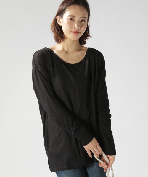 BAYFLOW（ベイフロー）の「シアーロングＴシャツ（Tシャツ/カットソー・レディース・ブラック/ライトグリーン・FREE）」の2枚目の写真