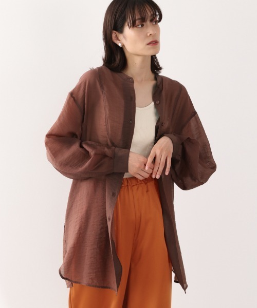 LOWRYS FARM(ローリーズファーム)の「シアードレスシャツLS 892642(シャツ/ブラウス・レディース・ブラック/ダークブラウン/アイボリー・FREE)」の3枚目の写真