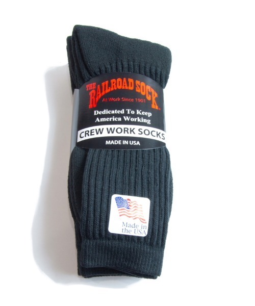 新品USA製RAILROAD SOCKレイルロードソック8足パック黒クルー ブラックMADE IN USAふくらはぎ丈アメリカ製CREW SOCKS靴下ソックス8足セット