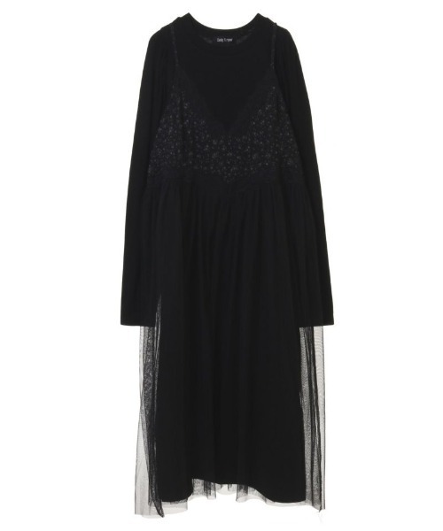 Candy Stripper（キャンディストリッパー）の「LINGERIE LAYERED ドレス（ワンピース・レディース・ヘザーグレー/アイボリー/ブラック・2）」の9枚目の写真