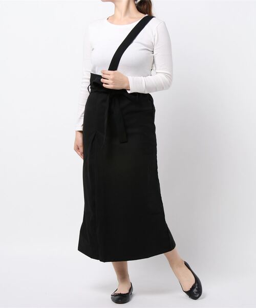 STYLEBLOCK(スタイルブロック)の「起毛ワンショル取り外しラップスカート(スカート・レディース・ブラック/パープル/ライトベージュ/オレンジ・M)」の2枚目の写真