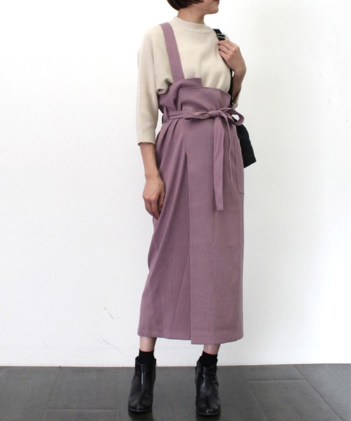 STYLEBLOCK(スタイルブロック)の「起毛ワンショル取り外しラップスカート(スカート・レディース・ブラック/パープル/ライトベージュ/オレンジ・M)」の3枚目の写真