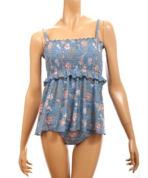 サラサ柄シャーリングキャミソールビキニ 水着 9mサイズ Peak Pine 水着 Peak Pine ピークアンドパイン のファッション