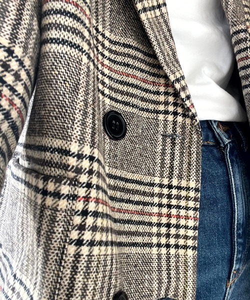 Girly Doll(ガーリードール)の「BIGシルエットチェックチェスターコート(チェスターコート・レディース・キャメル/ベージュ/グレー/ブルー・S/M/XL/L)」の20枚目の写真