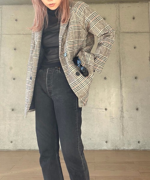 Girly Doll(ガーリードール)の「BIGシルエットチェックチェスターコート(チェスターコート・レディース・キャメル/ベージュ/グレー/ブルー・S/M/XL/L)」の17枚目の写真