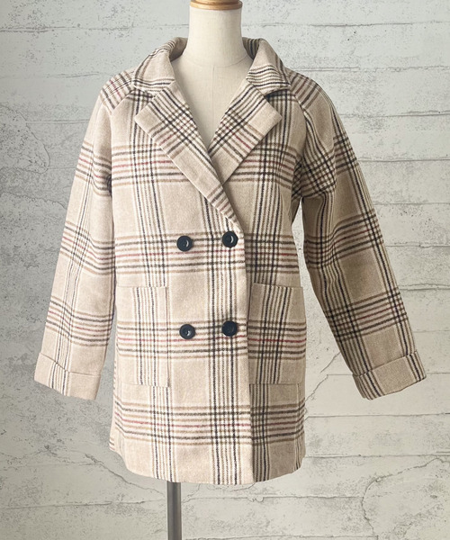 Girly Doll(ガーリードール)の「BIGシルエットチェックチェスターコート(チェスターコート・レディース・キャメル/ベージュ/グレー/ブルー・S/M/XL/L)」の5枚目の写真