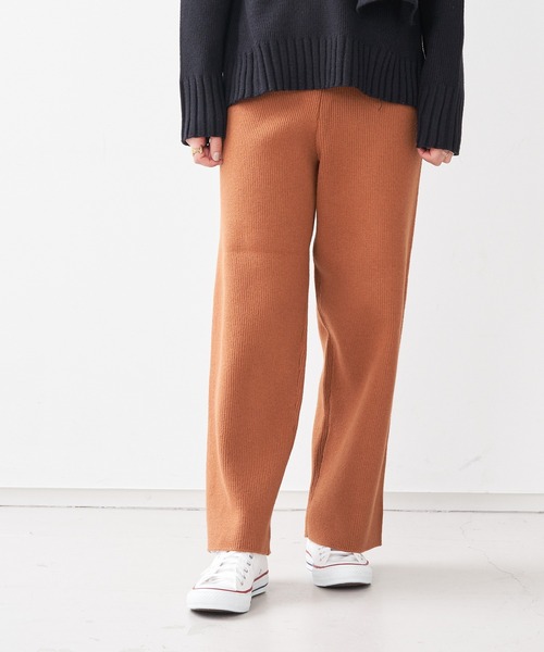 collex（コレックス）の「リブニットパンツ（その他パンツ・レディース・ブラック/ベージュ/キャメル・フリー）」の3枚目の写真