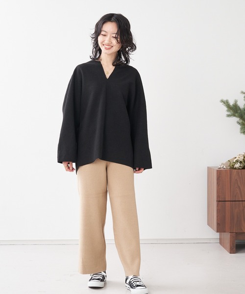 collex（コレックス）の「リブニットパンツ（その他パンツ・レディース・ブラック/ベージュ/キャメル・フリー）」の4枚目の写真