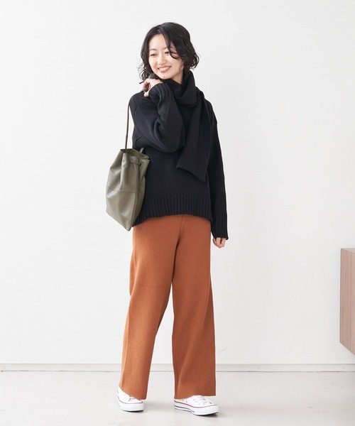 collex（コレックス）の「リブニットパンツ（その他パンツ・レディース・ブラック/ベージュ/キャメル・フリー）」の6枚目の写真