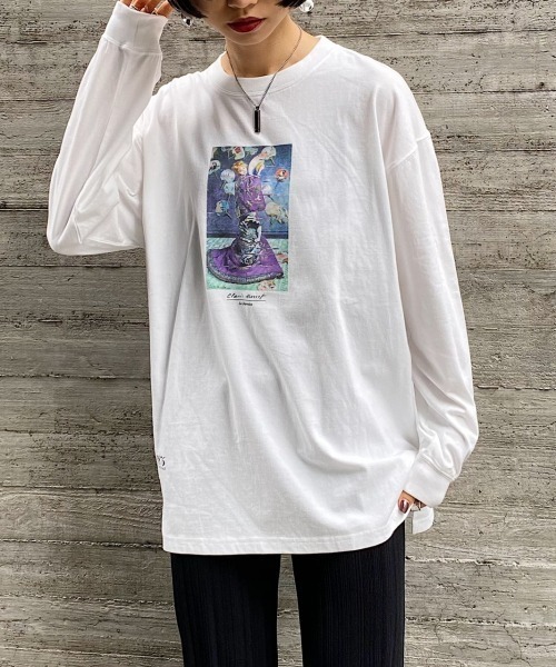 PAGEBOY（ページボーイ）の「モネアートロンT(プリントロンT)（Tシャツ/カットソー・レディース・ブラック/オフホワイト・FREE）」の4枚目の写真