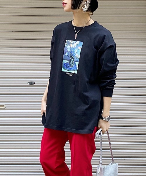 PAGEBOY（ページボーイ）の「モネアートロンT(プリントロンT)（Tシャツ/カットソー・レディース・ブラック/オフホワイト・FREE）」の6枚目の写真