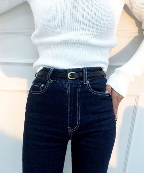 EIMY ISTOIRE（エイミーイストワール）の「Leather Narrow Belt（ベルト・レディース・ブラック/ベージュ/アイボリー・FREE）」の12枚目の写真