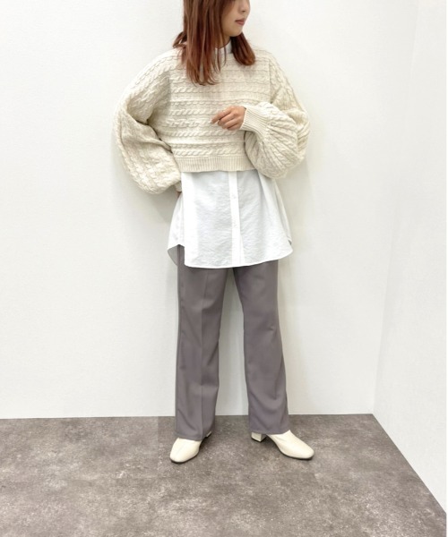 apres jour mignon（アプレジュールミニョン）の「ショートケーブルニット 【ZOZOTOWN限定アイテム】（ニット/セーター・レディース・カーキ/アイボリー/ブラック/ダークブルー・フリー/X-LARGE）」の13枚目の写真