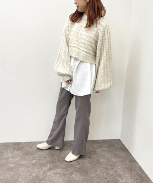 apres jour mignon（アプレジュールミニョン）の「ショートケーブルニット 【ZOZOTOWN限定アイテム】（ニット/セーター・レディース・カーキ/アイボリー/ブラック/ダークブルー・フリー/X-LARGE）」の14枚目の写真