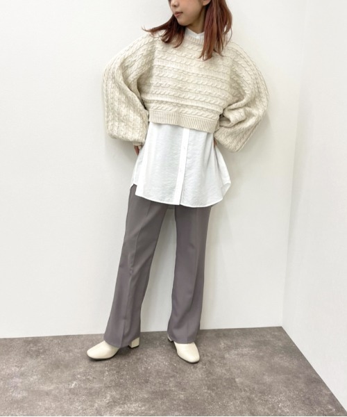 apres jour mignon（アプレジュールミニョン）の「ショートケーブルニット 【ZOZOTOWN限定アイテム】（ニット/セーター・レディース・カーキ/アイボリー/ブラック/ダークブルー・フリー/X-LARGE）」の15枚目の写真